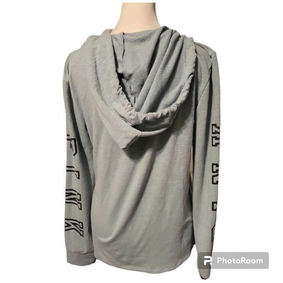 VICTORIA'S SECRET PINK PULL- OVER HOODIE LOGO ON SLEEVES, BACK, DOG ON FRONT- XS - Picture 3 of 7